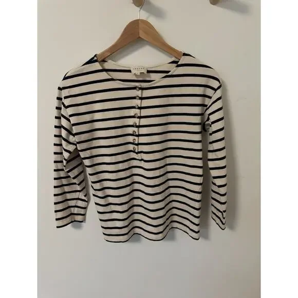 Size S Sezane Gatsby Top Ecru Marine Mariner Tee - Picture 2 of 7